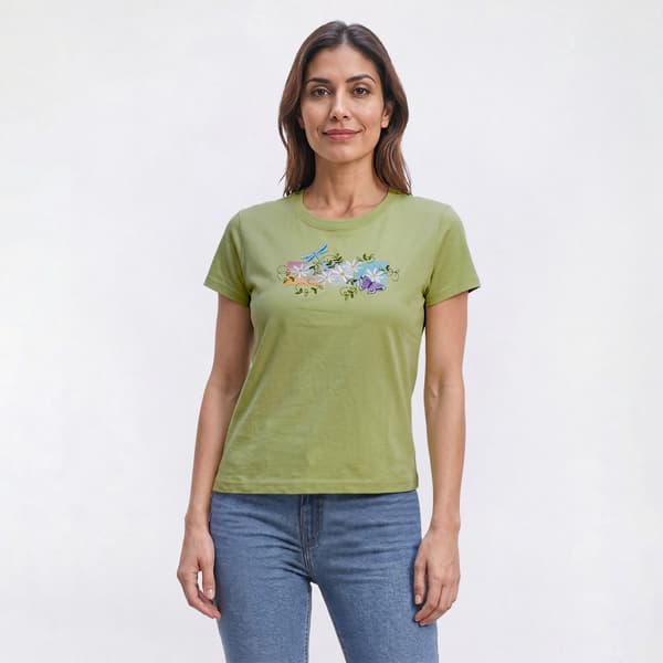 Womens Top Stitch By Morning Sun Wild Daisies Tee - image 