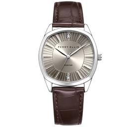 Mens Perry Ellis Brown Ultra-Thin Strap Watch - PE0019SL.UK