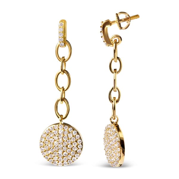Haus of Brilliance 18kt. Gold Plated 1ct. Diamond Dangle Earrings