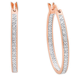 Accents by Gianni Argento Rose Gold Diamond Accent Hoop Earrings