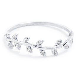 Sterling Silver & Cubic Zirconia Delicate Leaf Ring
