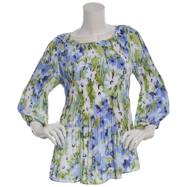 Plus Size Floral & Ivy 3/4 Sleeve Floral Round Neck Blouse