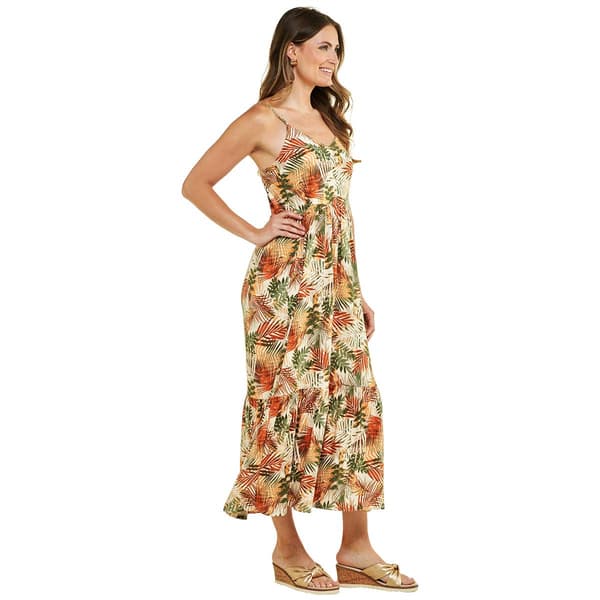 Womens Emily Daniels Multi Watercolor Palms Ruffle Hem Maxi Dress