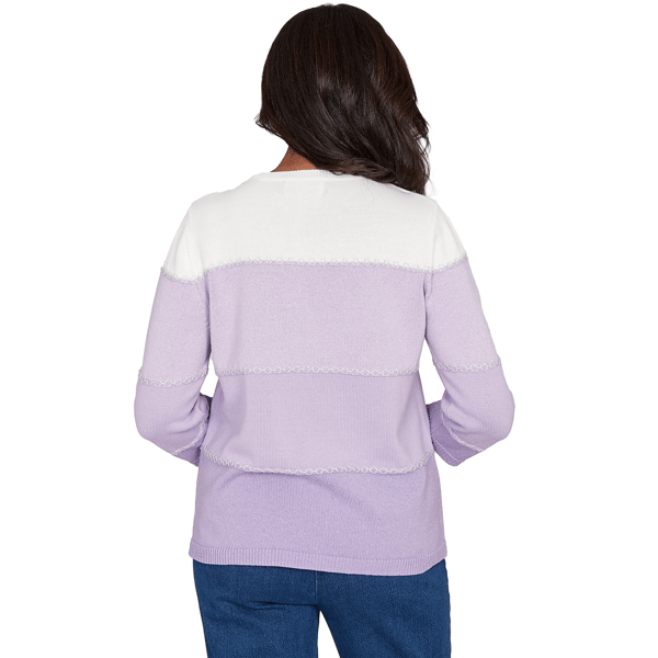 Petites Alfred Dunner Hilton Head Ombre Stripe Sweater With Neck