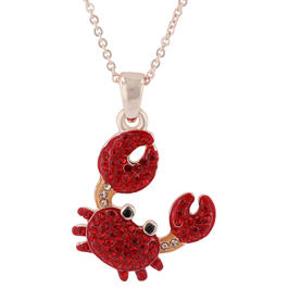 Crystal Kingdom Rose Gold-Tone & Red Crystal Crab Necklace