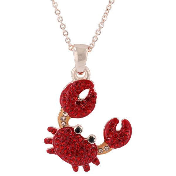Crystal Kingdom Rose Gold-Tone & Red Crystal Crab Necklace - image 