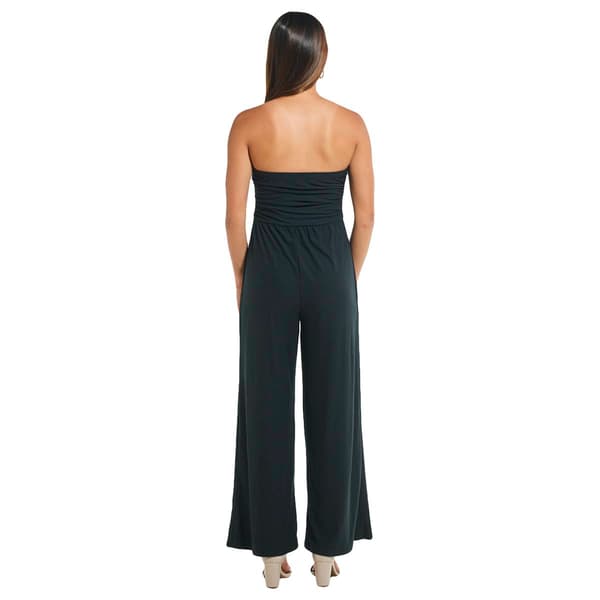 Juniors No Comment Jersey Tube Top Jumpsuit - Black