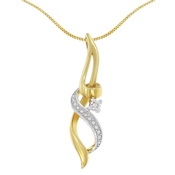Espira 10kt. Gold 1/20ctw. Diamond Accent Swirl Necklace - image 