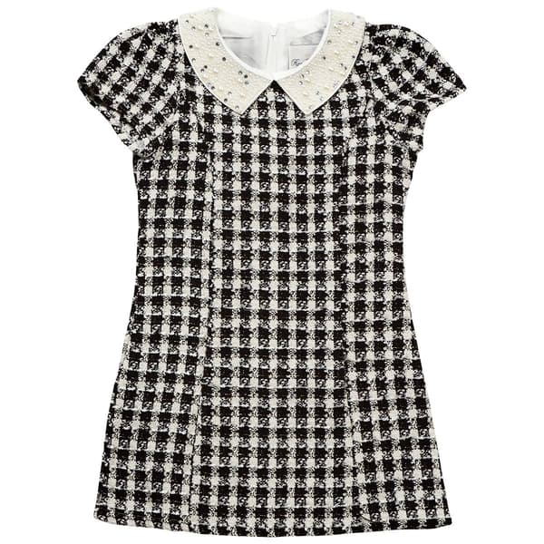 Girls &#40;7-16&#41; Rare Editions Pearl & Gem Collar Short Boucle Dress - image 