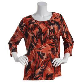 Plus Size Emily Daniels 3/4 Sleeve Print Jacquard Knit Tunic Top
