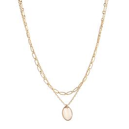 Ashley Cooper&#40;tm&#41; 2-Row Chain Necklace w/ Mother of Pearl Stone