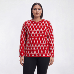 Plus Size Hasting & Smith Long Sleeve Snowman Fleece Sweater