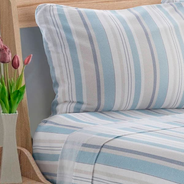 Avanti Pajama Stripe Flannel Sheet Set