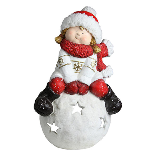 Northlight Seasonal 19.25in. Girl on a Snowball Tea Light Holder - image 