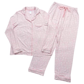 Juniors Pillow Talk Long Sleeve Hearts Notched Collar Pajama Set - Boscov's