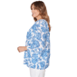 Plus Size Hearts of Palm Embraceable Blue Floral Crinkle Blouse - image 4