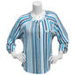 Womens Cure 3/4 Roll Tab Sleeve Stripe Button Front Blouse - image 1