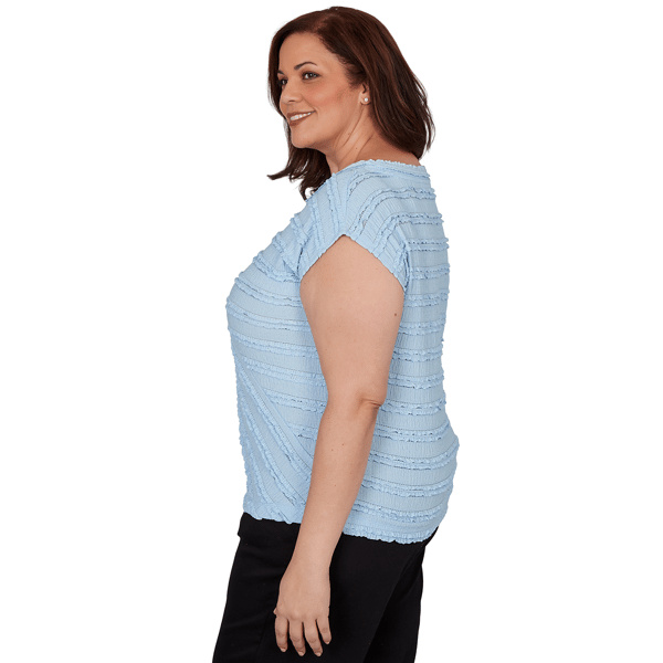 Plus Size Skye’s the Limit Sunny Blue Skies Ruffle Stripe Blouse