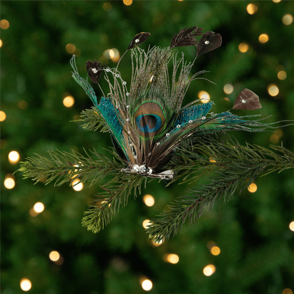 Northlight Peacock Ocelli Feather Clip-On Christmas Ornament