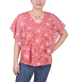 Womens NY Collection Floral Burnout Poncho Top -