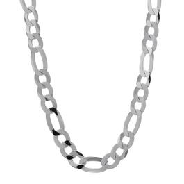 22in. Sterling Silver Flat Figaro Chain Necklace