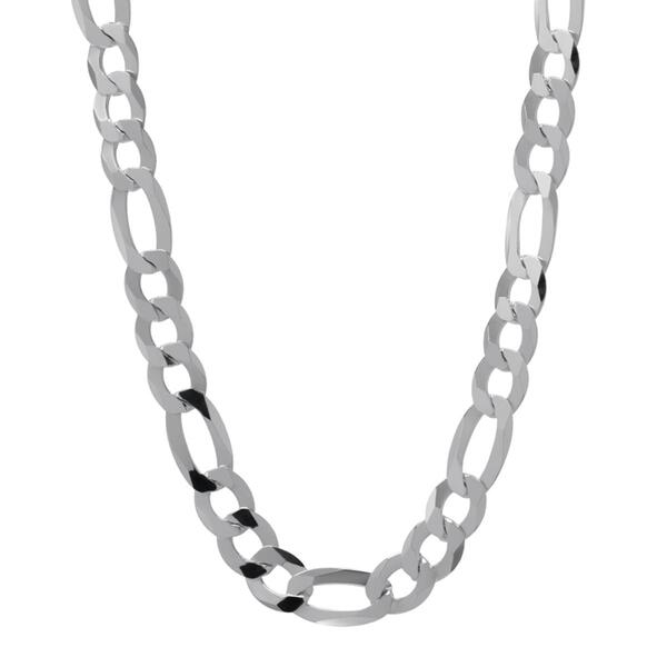 22in. Sterling Silver Flat Figaro Chain Necklace - image 