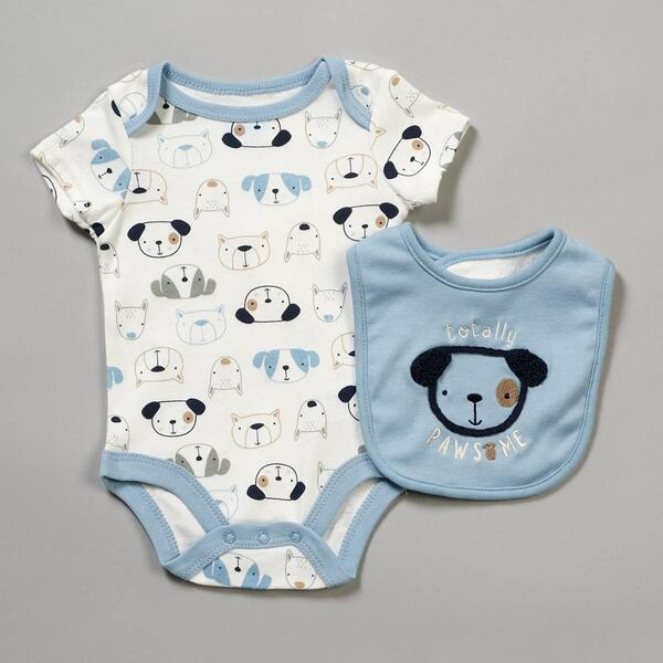 Baby Boy &#40;NB-9M&#41; bon bebe&#40;R&#41; Puppy Bodysuit & Bib - image 