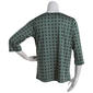 Plus Size Notations 3/4 Sleeve Geo Grommet Neck Knit Blouse - image 2