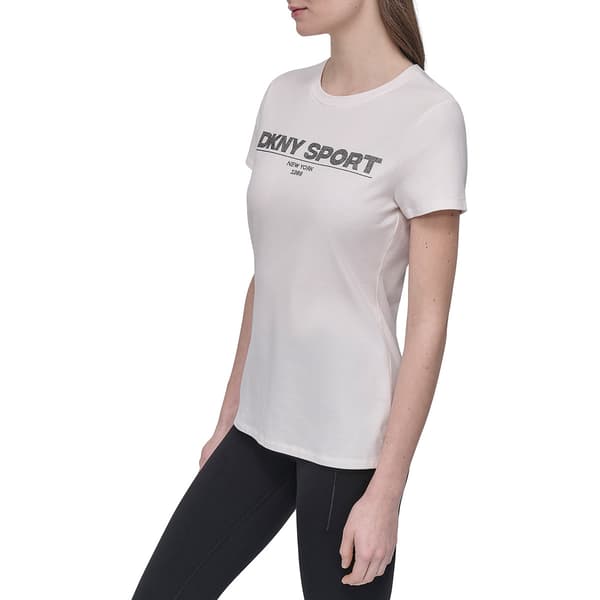 Womens DKNY Sport Rhinestone Logo Short Sleeve Tee