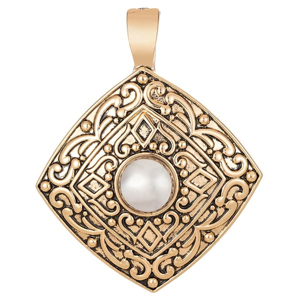 Wearable Art Two-Tone Antique Square Patterned Enhancer Pendant - image 
