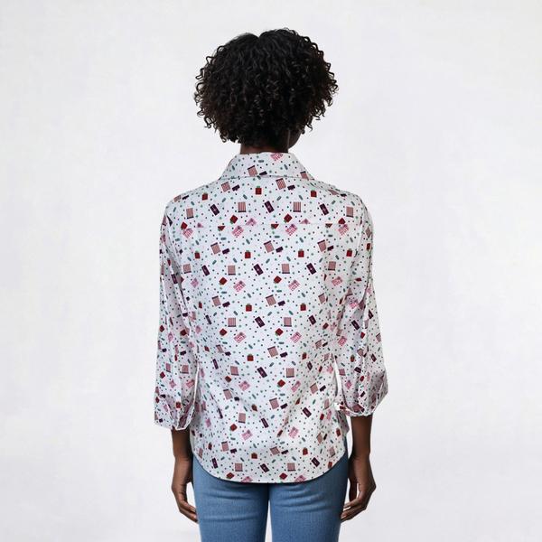 Womens Zac & Rachel 3/4 Sleeve Holiday Knit To Fit Blouse