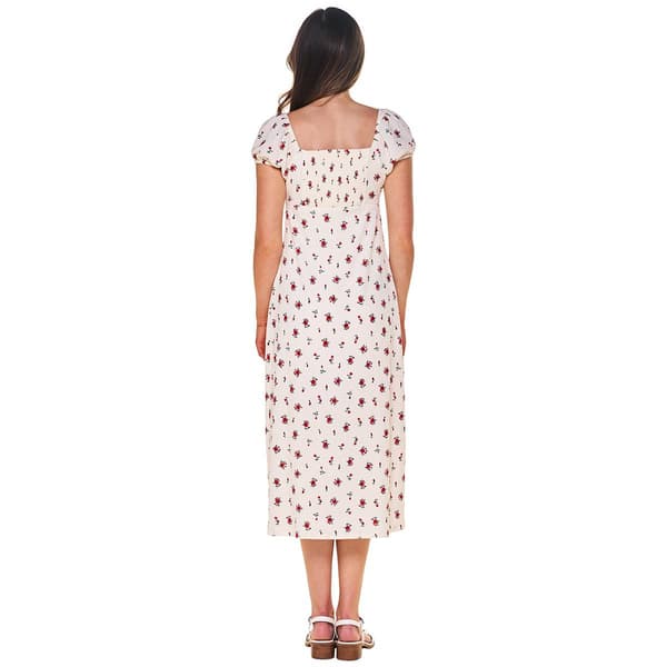 Juniors Madden Girl Short Sleeve Floral Peasant Smock Midi Dress