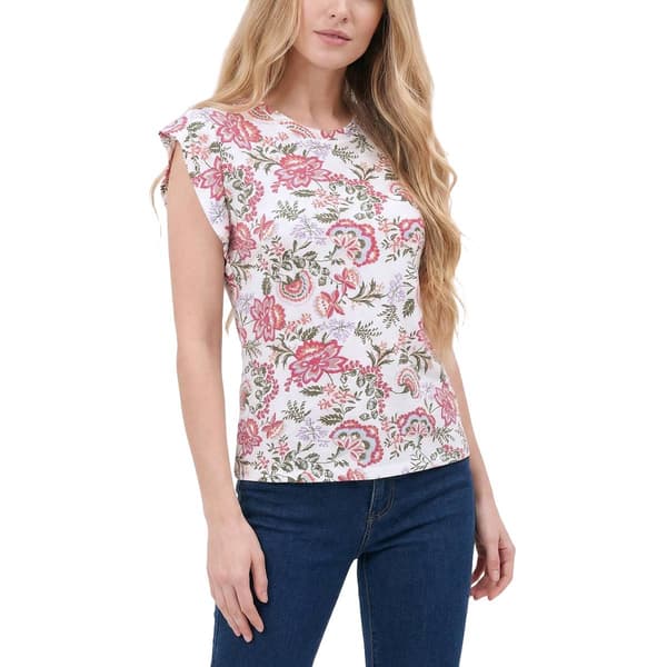 Womens NY Collection Short Sleeve Printed Jersey Top
