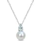 Gemstone Classics(tm) Freshwater Pearl & Aquamarine Pendant - image 1