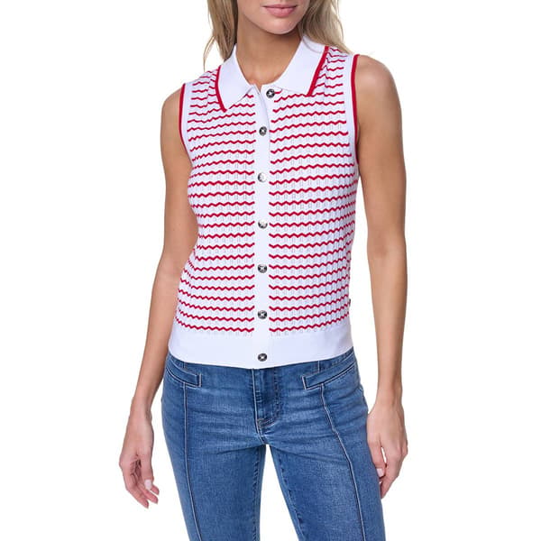 Womens Nautica Sleeveless Button Polo Sweater Stripe Sweaters - image 