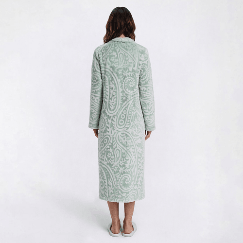 Plus Size Jasmine Rose Long Sleeve Paisley Zip Robe