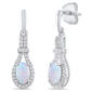 Gemstone Classics(tm) Silver Created Opal White Sapphire Earrings - image 1