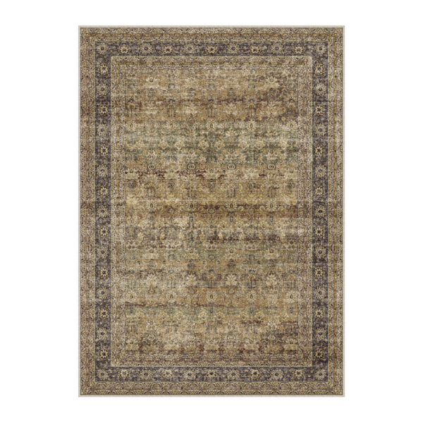 HomeRoots Brown Beige & Green Floral Medallion Washable Area Rug - image 