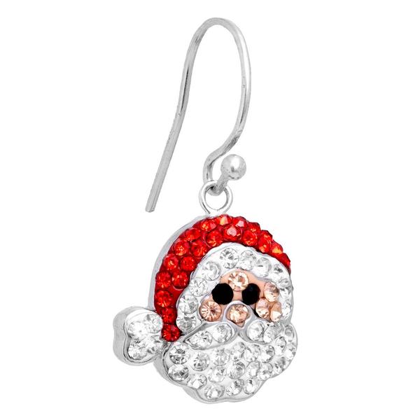 Athra Fine Silver Plated Crystal Santa Claus Drop Earrings