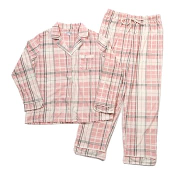 Womens Ellen Tracy Long Sleeve Plaid Notch Collar Pajama Set