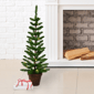 Santa''s Workshop 3ft. Pre-Lit Warm White Green Slim Potted Tree - image 3