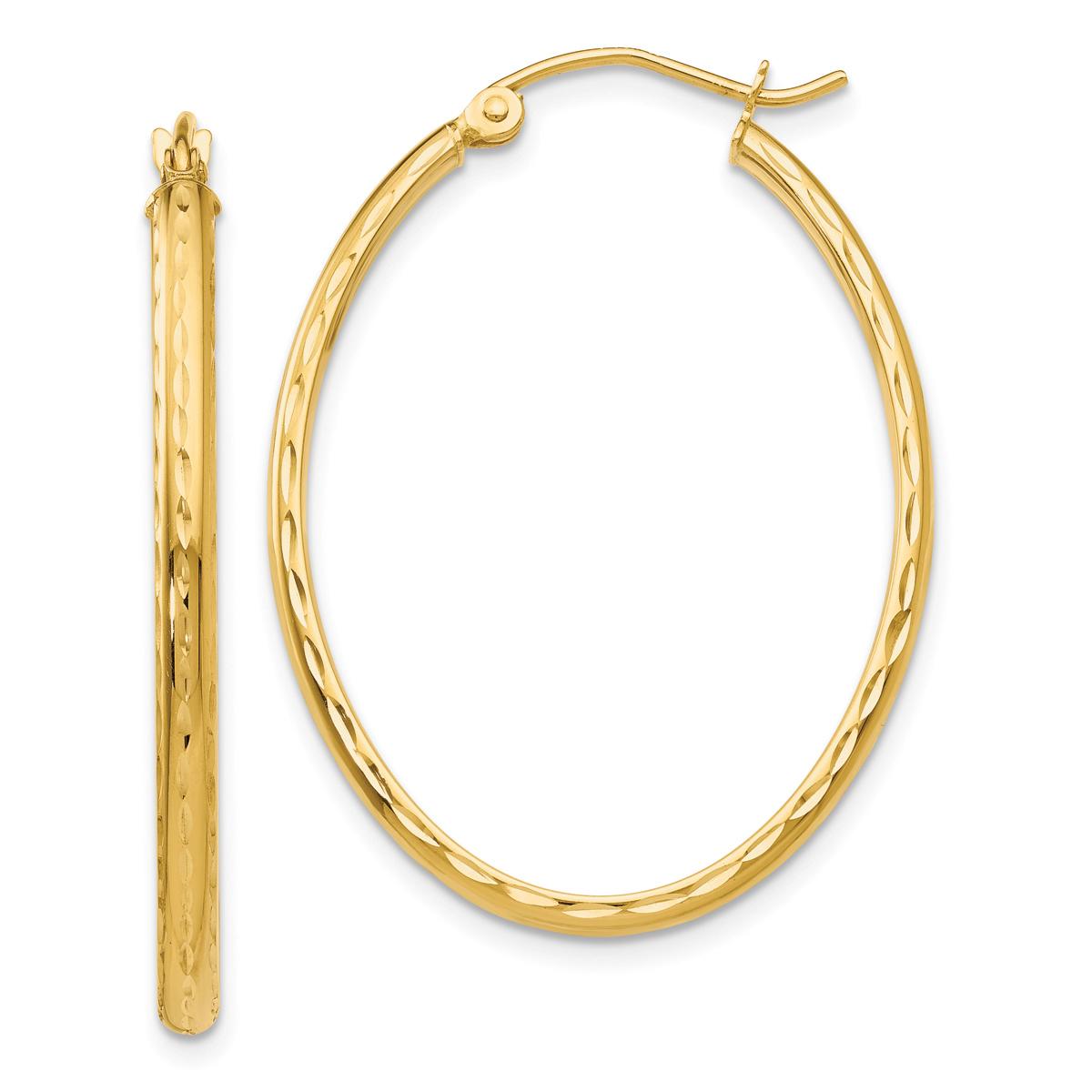 Gold Classics™ 14kt. Gold Diamond Cut Oval Hoop Earrings