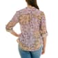 Womens Zac & Rachel 3/4 Roll Sleeve Watercolor Floral Blouse - image 2