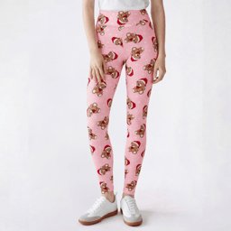 Juniors Derek Heart Teddy Bear Christmas High Rise Leggings