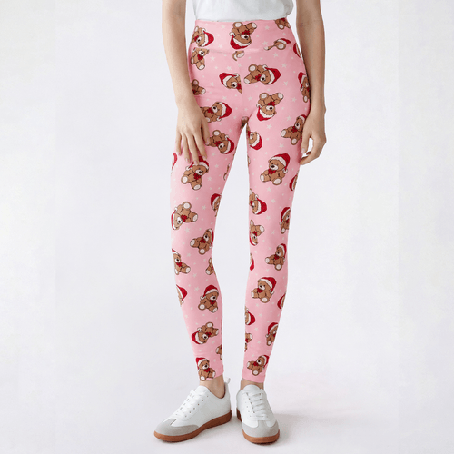Juniors Derek Heart Teddy Bear Christmas High Rise Leggings
