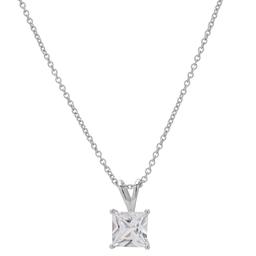 Gianni Argento Sterling Silver Lab White Sapphire Square Necklace