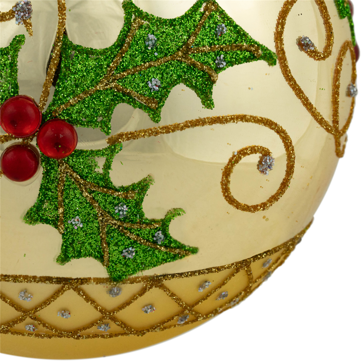 Northlight 2pk. Holly & Berries Christmas Glass Ball Ornaments