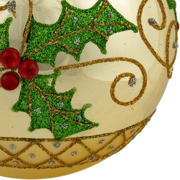 Northlight 2pk. Holly & Berries Christmas Glass Ball Ornaments
