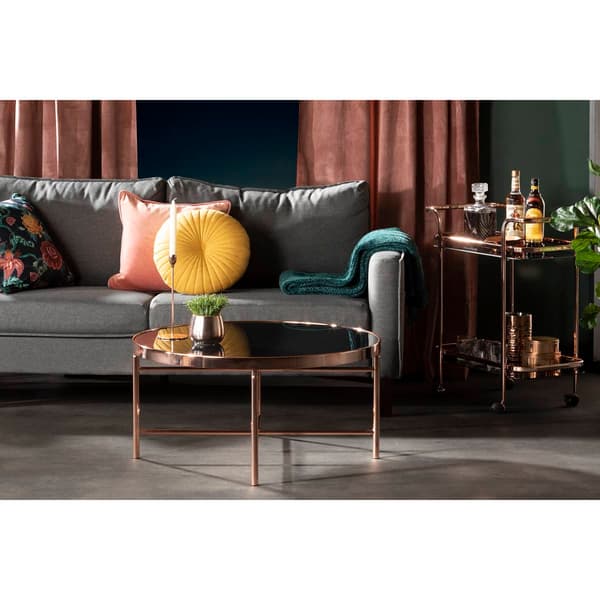 South Shore Maliza Rose Gold and Glass Bar Cart