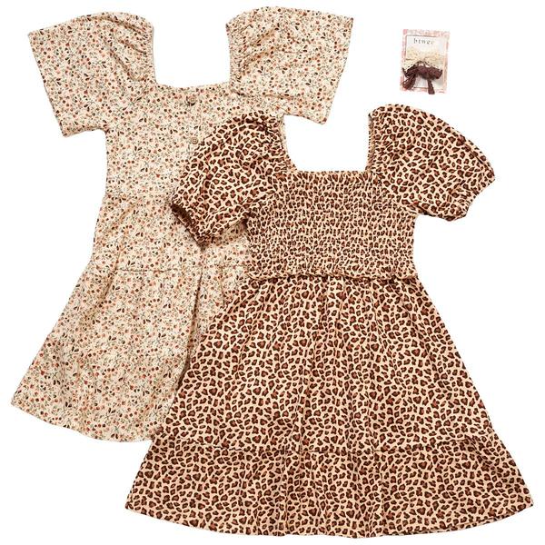 Girls (7-16) BTween(R) 2pk. Smocked & Button Leopard/Floral Dresses - image 